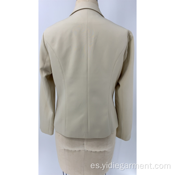 Blazer casual de negocios blanco roto para mujer